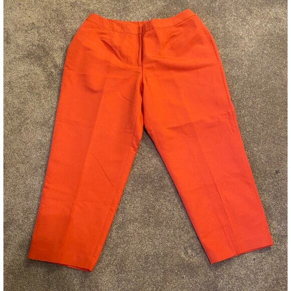 NWT Sigrid Olsen Capri Pants Coral Red Cotton & Silk Blend Elastic Waist Pants - Picture 3 of 11